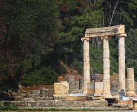 old ruins in ancient olympia of peloponnese